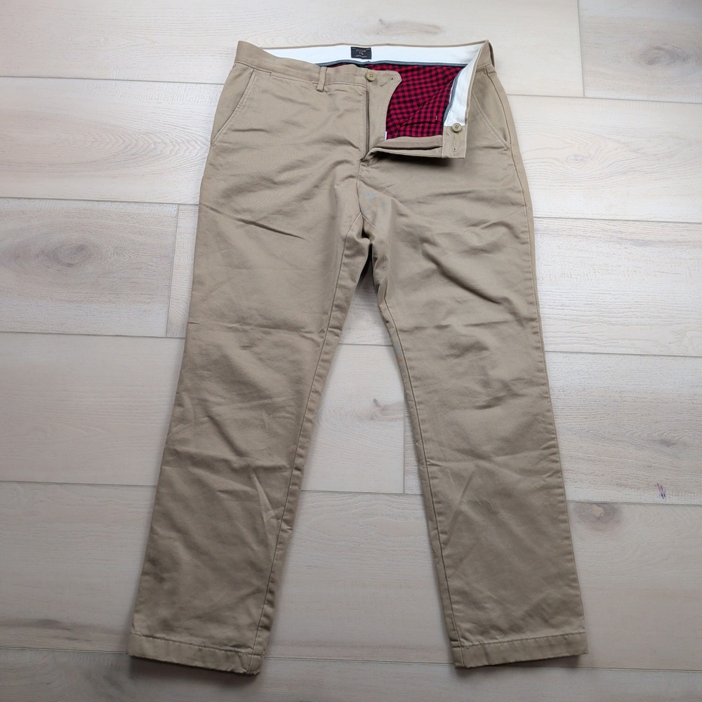 J.Crew Chino Cabin Pants Mens 33x30 Flannel Lined Dusty Khaki E4176